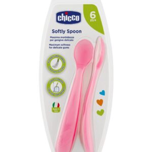 2 Cuillères Silicone Souple Chicco - Rose